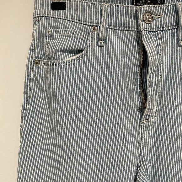A&F Simone High Rise Ankle Blue and White Stripe Pants Size 26 - Picture 3 of 7